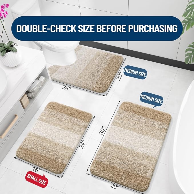 OLANLY Bathroom Rugs Sets 3 Piece, Soft Absorbent Microfiber Bath Mats and - Image 2