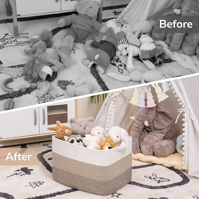 Goodpick Large Storage Basket, Toy Baskets Storage Kids, Rectangle Woven Basket - Image 7
