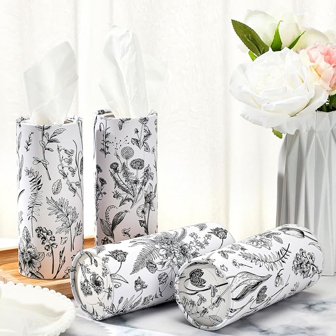 Zonon 16 Pcs Vintage Floral Round Tissues Box Car Holder - Image 3