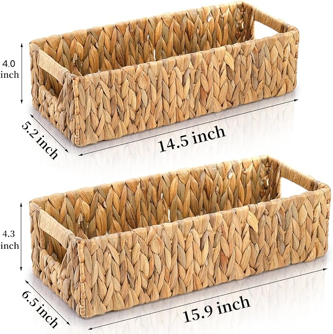 2 Pack Wicker Storage Baskets, Water Hyacinth Holder - Image 2