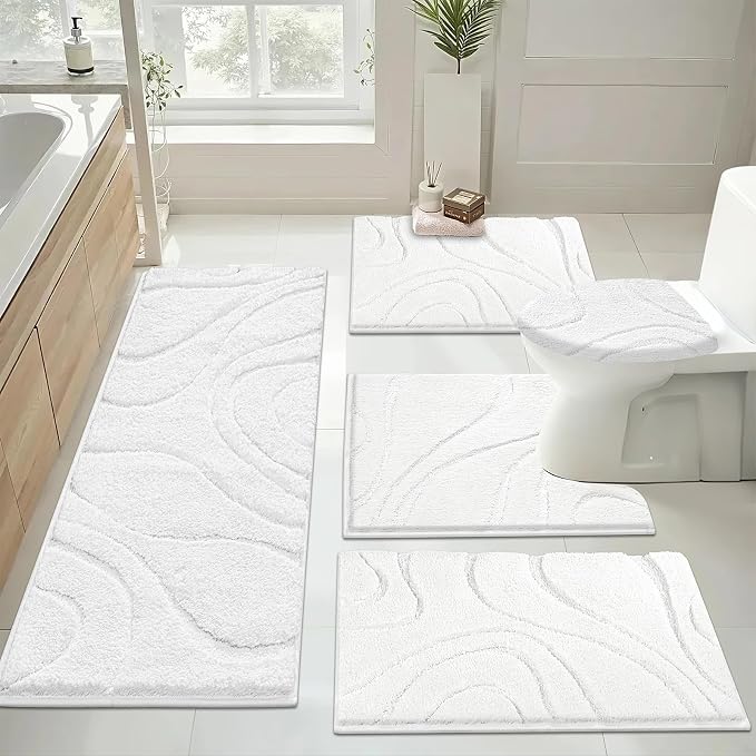 HEBE Bathroom Rugs Sets 5 Piece, Soft Absorbent Microfiber Bath Mat - Image 9