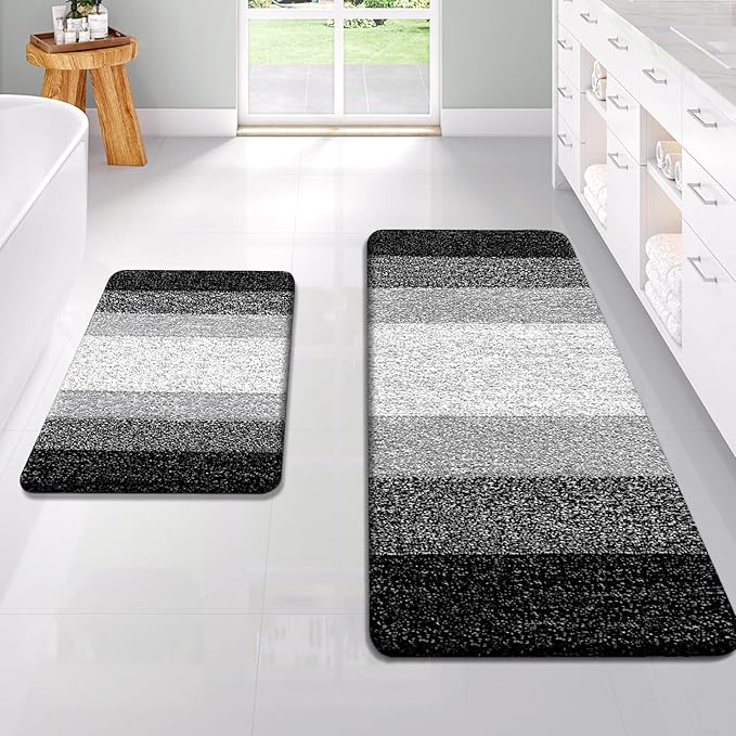 OLANLY Bathroom Rug Set 2 Piece, Soft Absorbent Microfiber Bath Rug Set by OLANLY