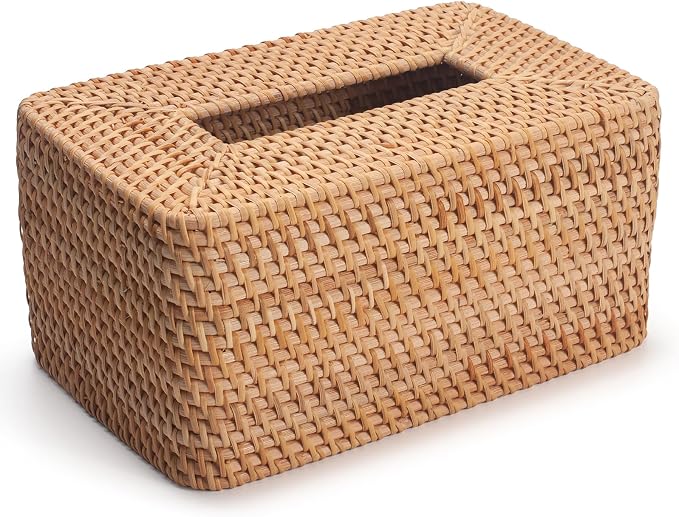 Rattan Tissue Box Cover, Rectangle Wicker Tissue Box Holder, Boho Tissue Box - Image 6