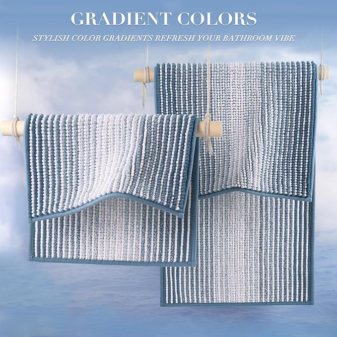 BSICPRO Bathroom Rugs and Mats Sets, 2 Piece Thick Absorbent Chenille Bath Mat - Image 5