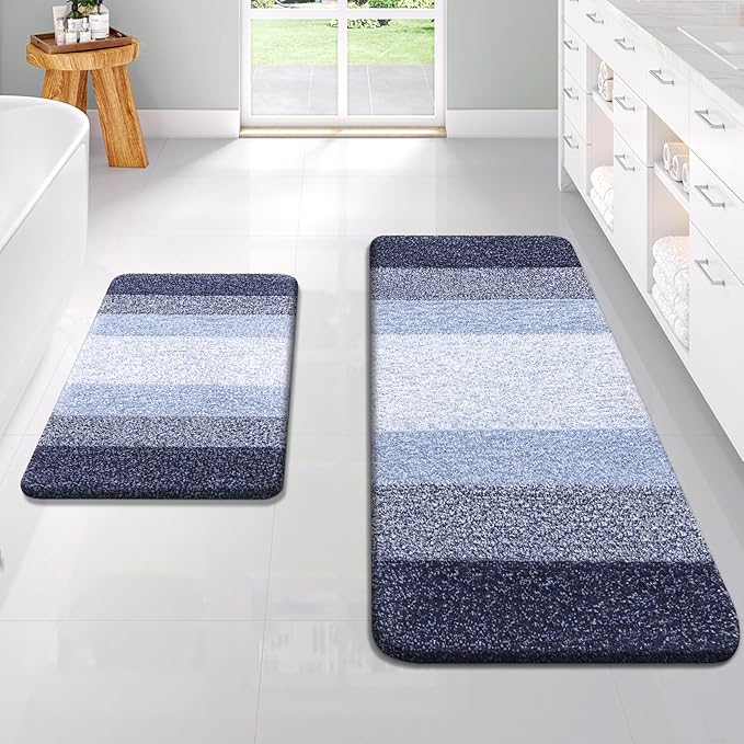 OLANLY Bathroom Rug Set 2 Piece, Soft Absorbent Microfiber Bath Rug Set by OLANLY