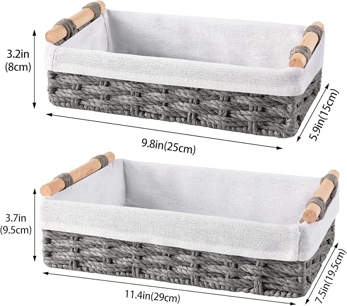 HomeHacks 2 Pack Storage Basket Paper Rope Baskets - Image 2
