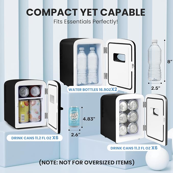 Simple Deluxe Mini Fridge with Observation Window, 4 Liter/6 Can Portable - Image 2