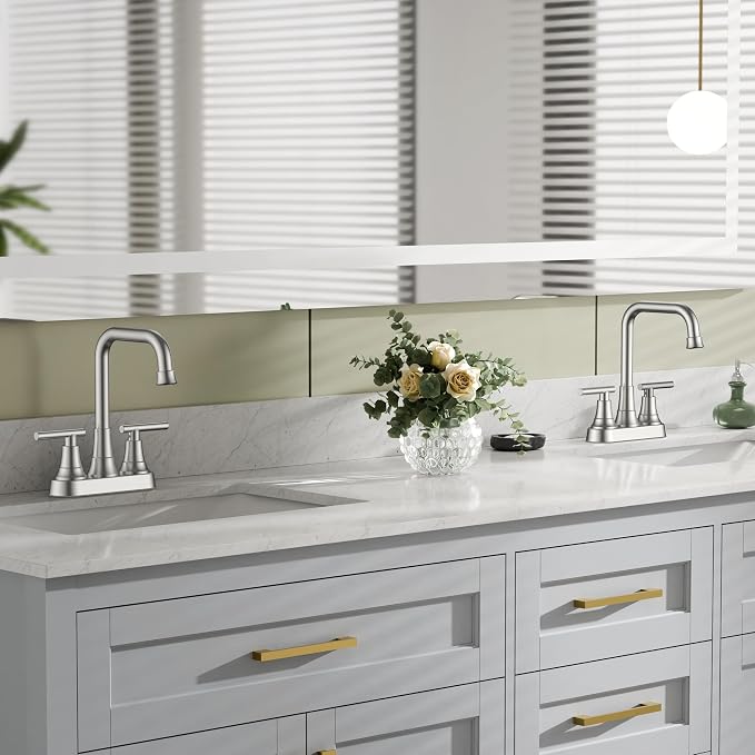 FORIOUS 4 Inch Centerset Bathroom Faucet 3 Hole, 2 Handle Brushed Nickel Faucet - Image 7