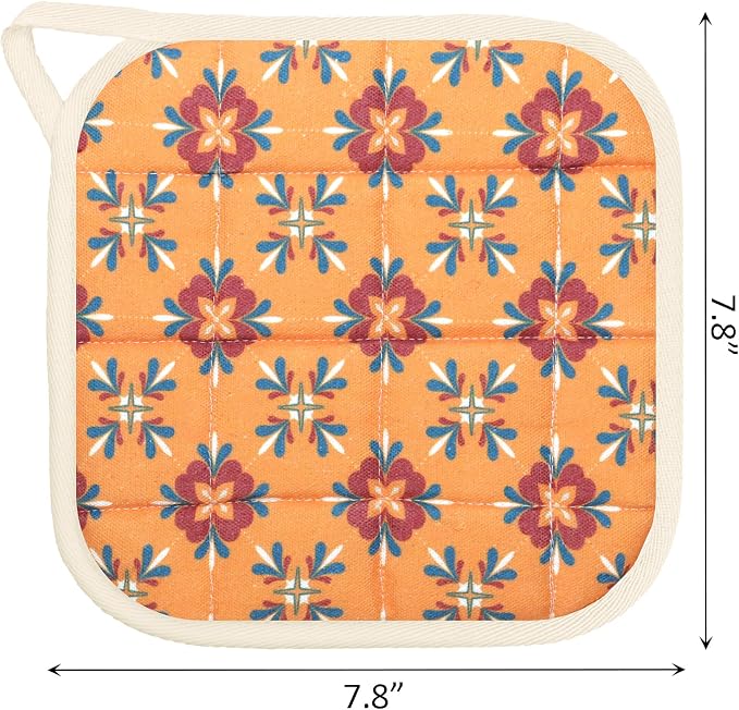 6 Pack Pot Holders 100% Cotton Heat Resistant Potholder, Machine Washable Pot - Image 3