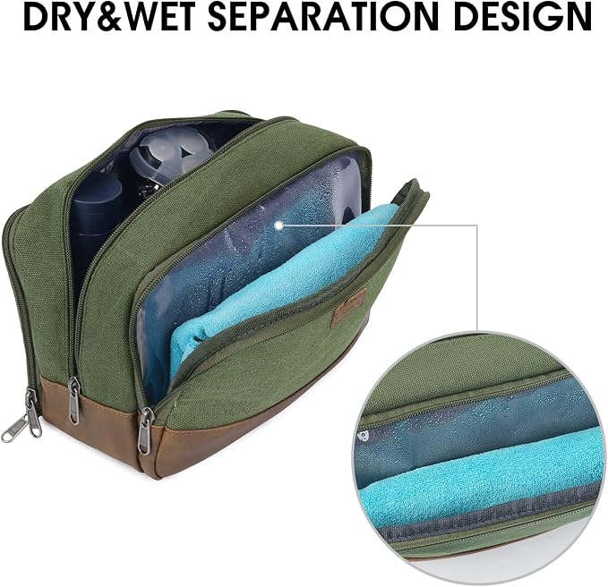 WANDF Travel Toiletry Bag for Men Large Toiletries Shaving Bag Water Resistant - Image 3