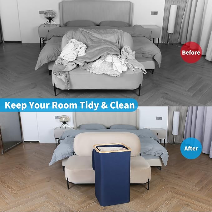 efluky Laundry Basket with Lid and Removable Bag, 100L Tall Laundry Hamper with - Image 2