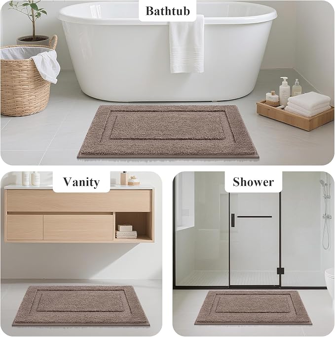 SHACOS Brown Bathroom Rugs Sets 3 Piece, Non-Slip Extra Soft Absorbent Bath Rug - Image 7