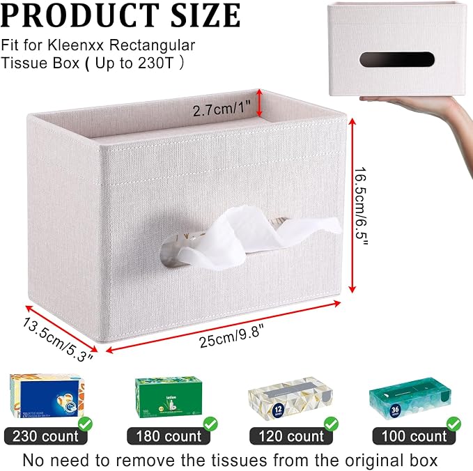 Sumnacon Tissue Box Cover with Storage Tray, Decorative Rectangular Tissue - Image 4