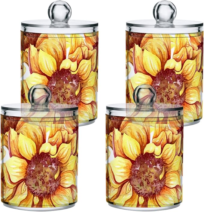 2 Pack Qtip Holder Dispenser for Cotton Ball Sunflowers Floral Cotton Swab - Image 7