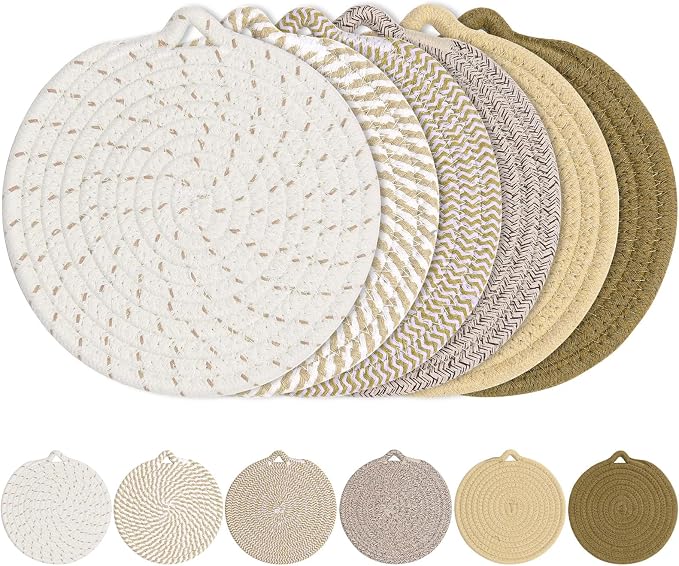 7" Trivets for Hot Dishes, 6 Pack Hot Pads for Kitchen Counter & Dining Table by PUPILLEMONJEWELRY