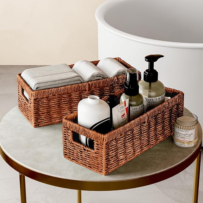Vagusicc Wicker Storage Basket, Paper Rope Wicker Baskets - Image 5