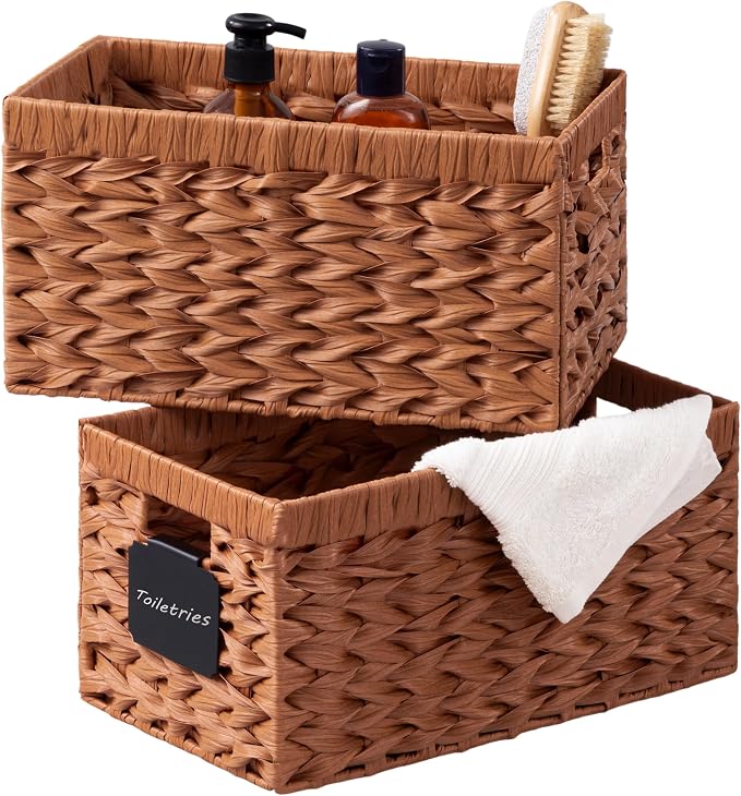 UBBCARE Storage Baskets with Label, Wicker Pantry Baskets by UBBCARE