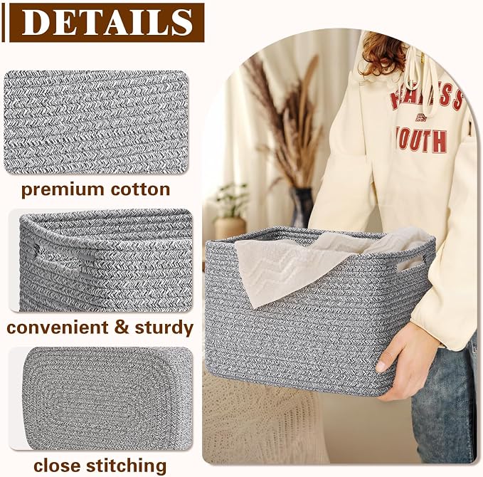 Storage Baskets for Organizing, 4 Pack Baskets for Shelves, Decorative Storage - Image 5