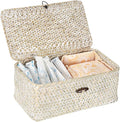 Sumnacon Wicker Basket with Lid Rectangle Woven Baskets by Sumnacon