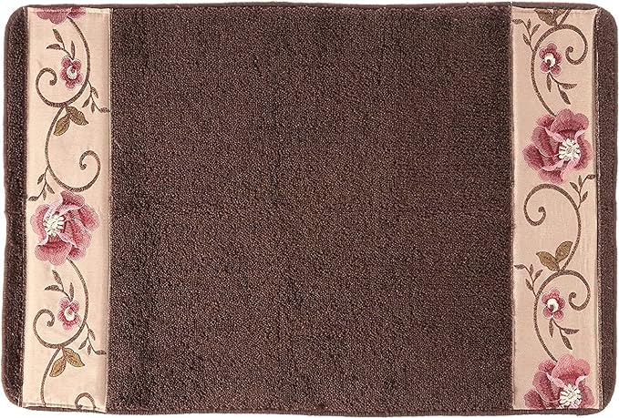Zahari Home Larrisa Floral Bathroom Rug Luxury Bath Rug Washable Contemporary by ZahariHome