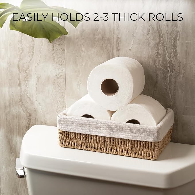 Beautiful Toilet Paper Storage Basket Set of 2 – Decorative Wicker Bathroom - Image 3