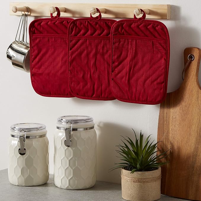 DII Heat Resistant Quilted Cotton Pot Holder Set, Designed - Image 5