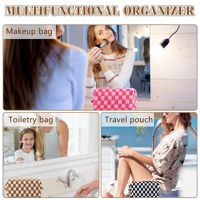 ZLFSRQ 4Pcs Checkered Pencil Case Cute Pencil Pouch - Image 3