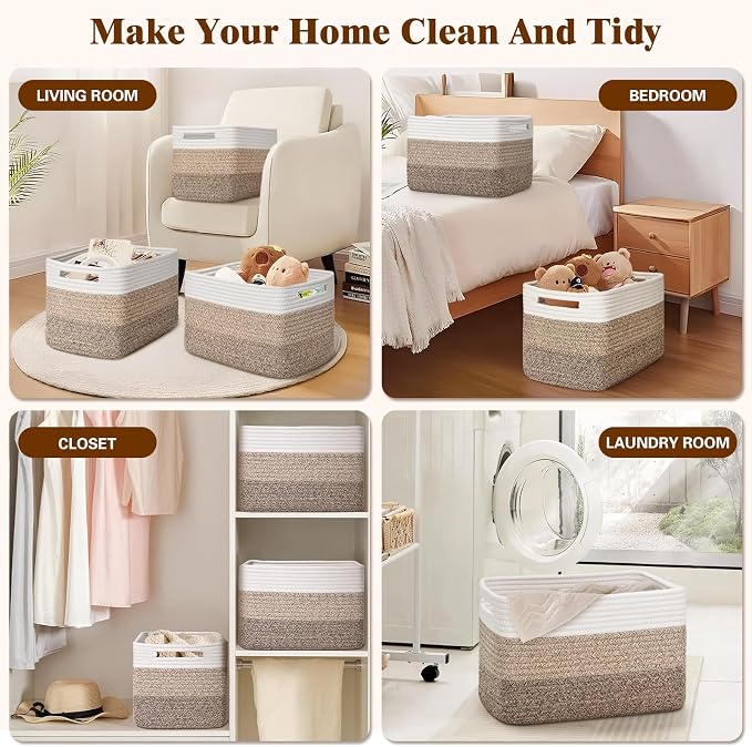 Storage Baskets for Organizing, 4 Pack Baskets for Shelves, Decorative Storage - Image 6