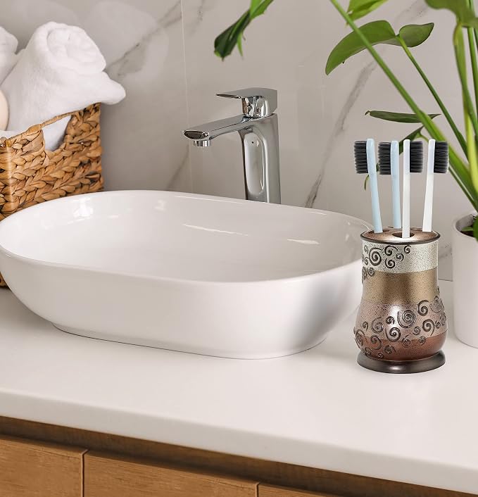 Zahari Home 4pc Miramar Bathroom Accessories Sets Lotion Pump, Tooth Brush - Image 4