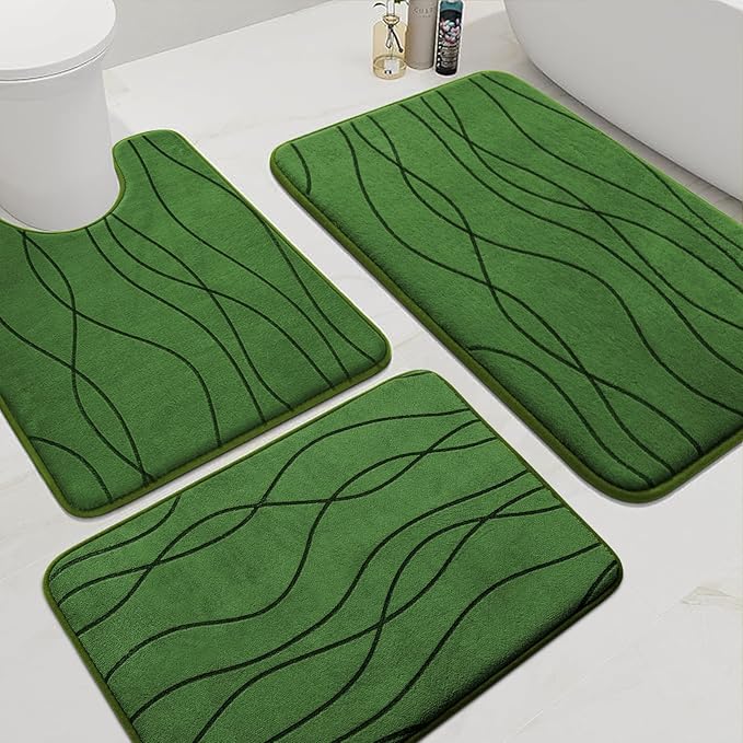 YIHOUSE Memory Foam Bathroom Rug Sets 3 Piece, Ultra Absorbent Bath Mat by YIHOUSE