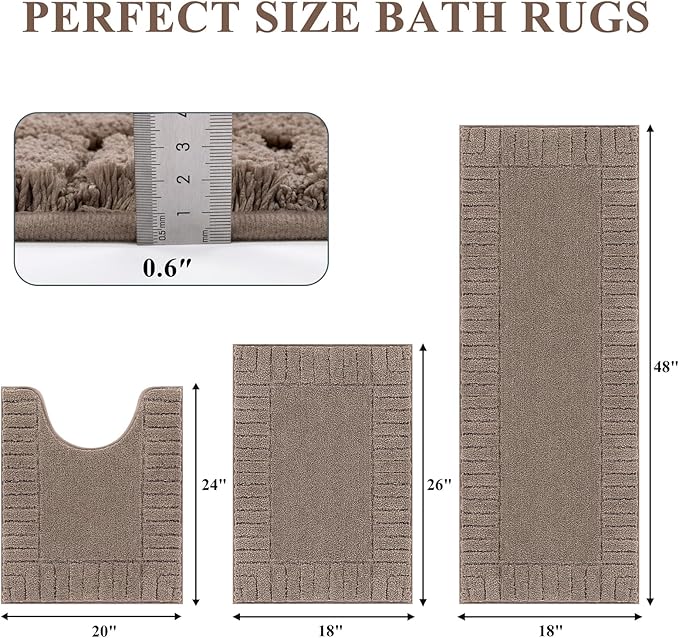 Pauwer Bathroom Rugs Sets 3 Piece Bathroom Shower Rugs - Image 2