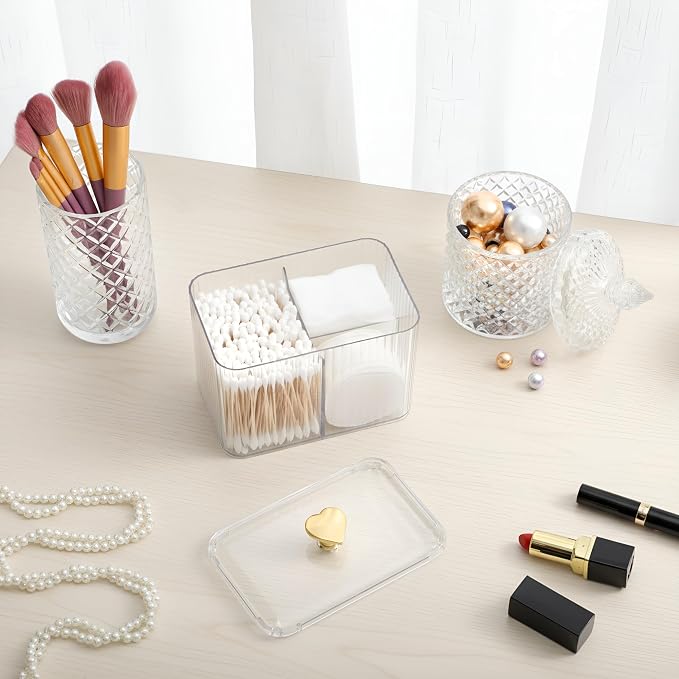 3 Pcs Qtip Holder Dispenser Bathroom Set Cotton Ball Holder Cotton Swabs/ball - Image 7
