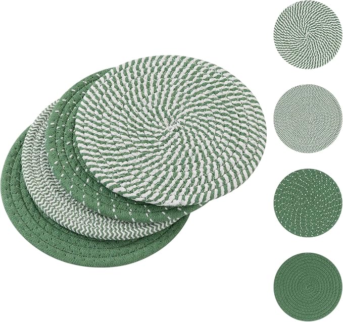 SHACOS 8 Inches Trivets for Hot Dishes, 4 Pieces Cotton Trivets Mats for Kitchen by SHACOS