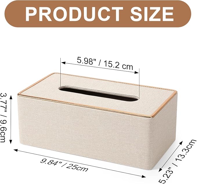 Tissue Box Cover, PU Leather Tissue Box Holder Rectangular Box Covers - Image 7