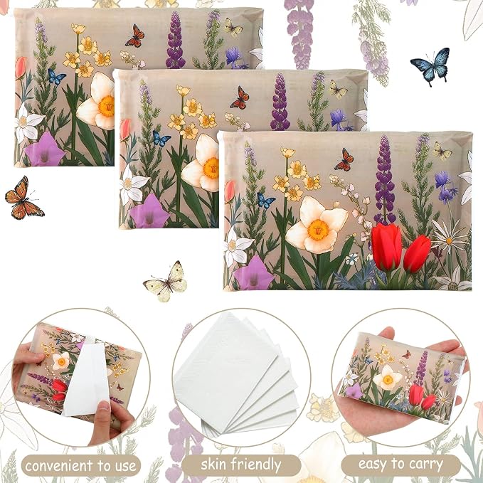 Geyee 50 Packs Tissue Travel Size Facial Paper Napkins Travel Packs Disposable - Image 3