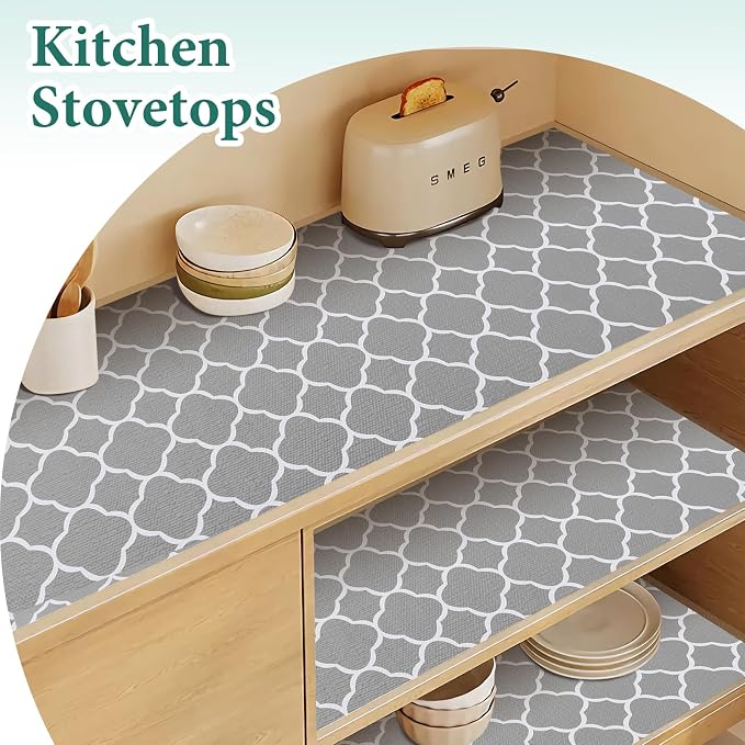 Shelf Liners for Kitchen Cabinets 17in x 20FT Non Adhesive Drawer Liner Gray - Image 3