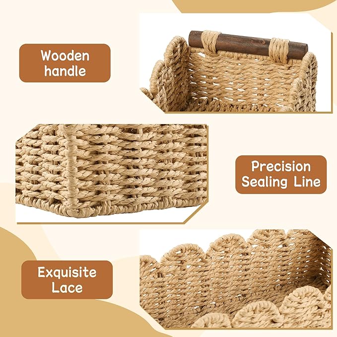 Toilet Paper Storage Basket Bathroom Counter Organizer Wicker Baskets - Image 2