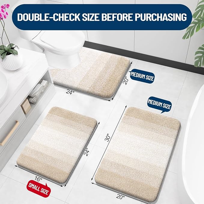 OLANLY Bathroom Rugs Sets 3 Piece, Soft Absorbent Microfiber Bath Mats and - Image 3