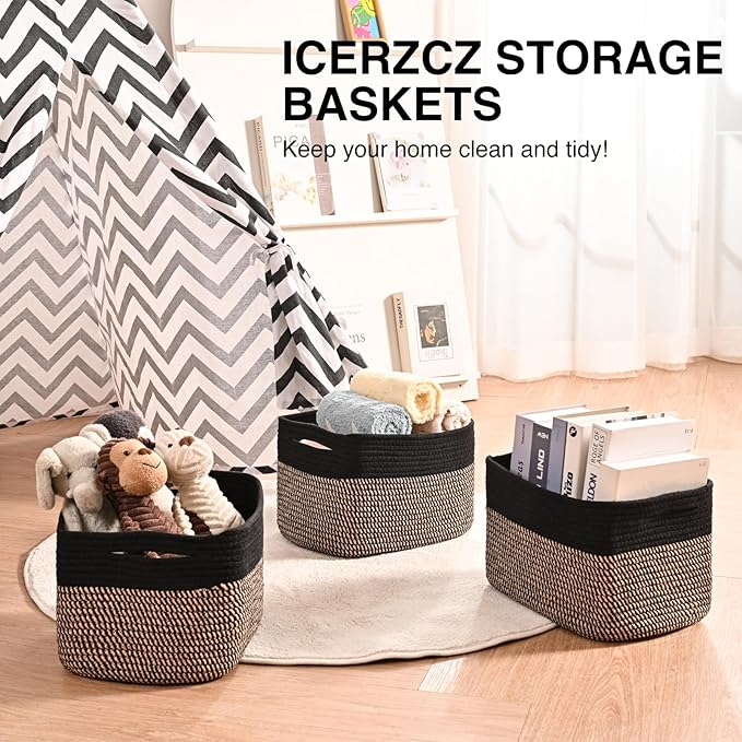 Storage Baskets for Shelves Organizing, Woven Cotton Rope Baskets for Storage - Image 6