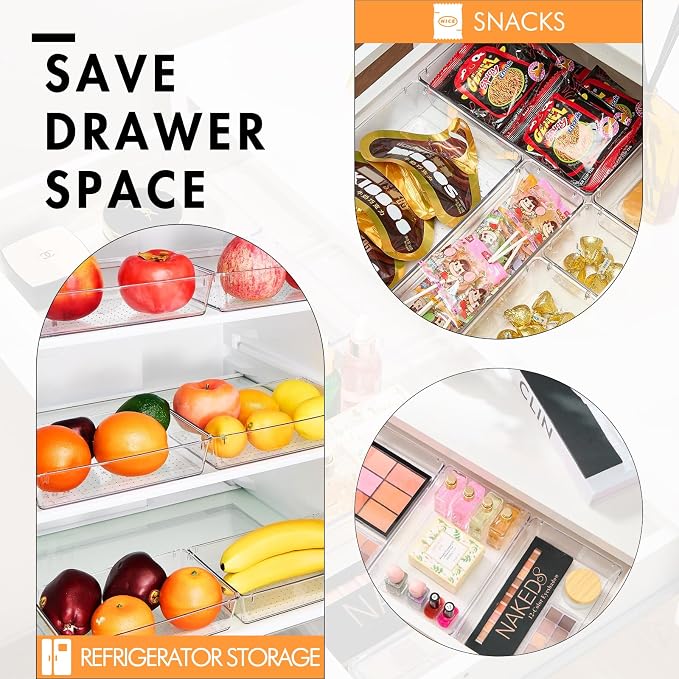 HOUSE DAY Desk Drawer Organizer Bins 6 PCS, 9*6*2" Clear Drawer Organizers - Image 4
