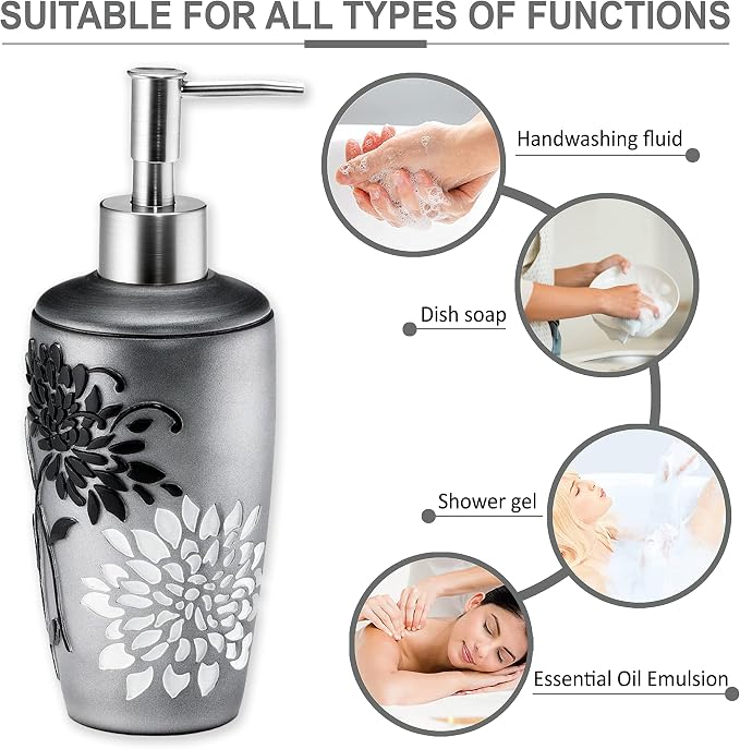 Zahari Home 4pc Erica Bathroom Accessories Sets Modern Classic Soap Dispenser - Image 3