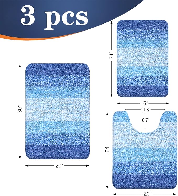 OLANLY Bathroom Rugs Sets 3 Piece, Soft Absorbent Microfiber Bath Mats and - Image 2