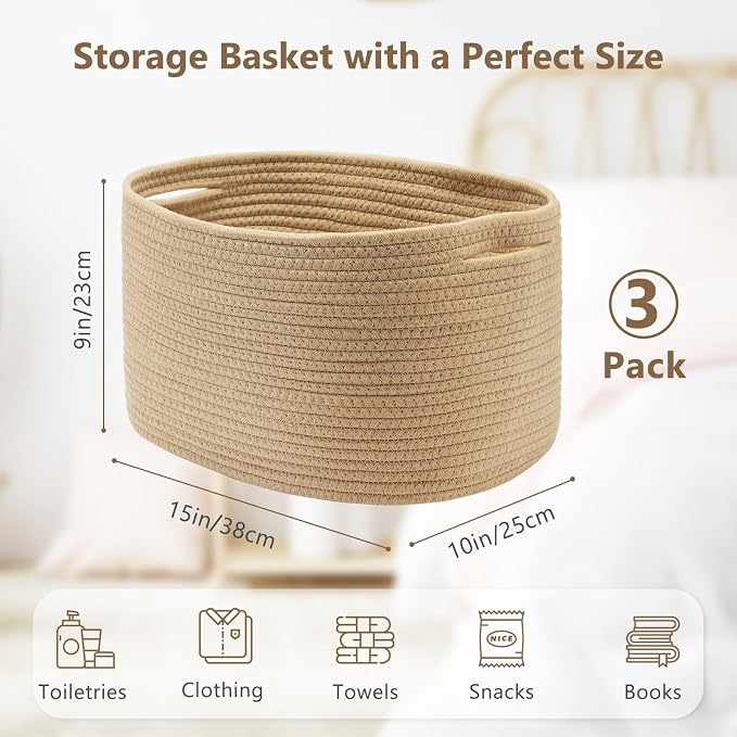 Cotton Rope Storage Basket, Woven Basket - Image 2