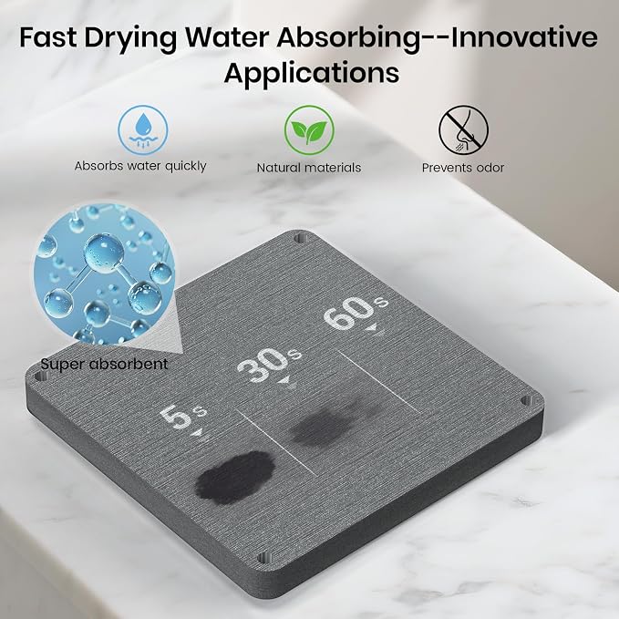 BOTEMY Toothbrush Holders with Quick Drying Mat—Black Toothbrush and Toothpaste - Image 3