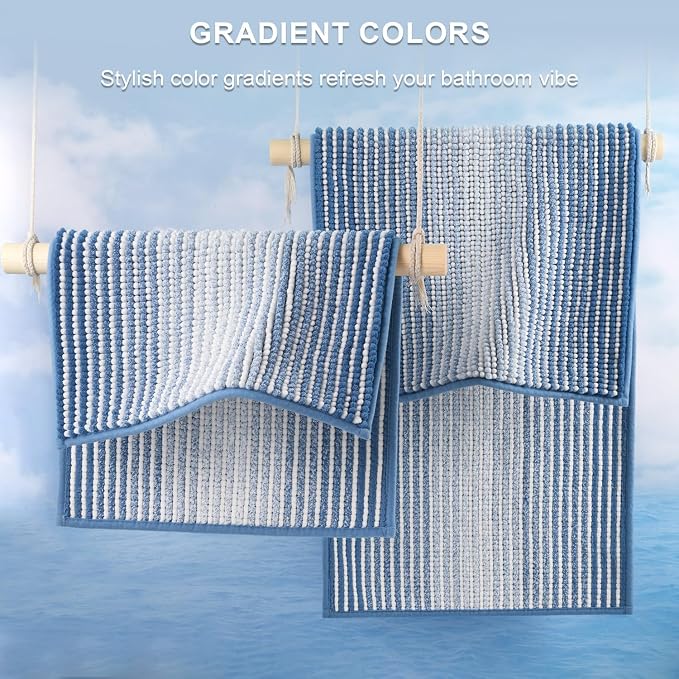 BSICPRO Bathroom Rugs and Mats Sets, 2 Piece Thick Absorbent Chenille Bath Mat - Image 4