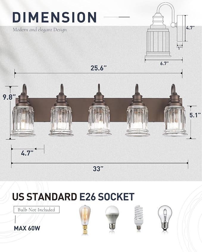 5 Light Bathroom Vanity Light - Image 3