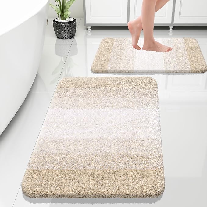 OLANLY Bathroom Rug Set 2 Piece, Soft Absorbent Microfiber Bath Rug Set by OLANLY