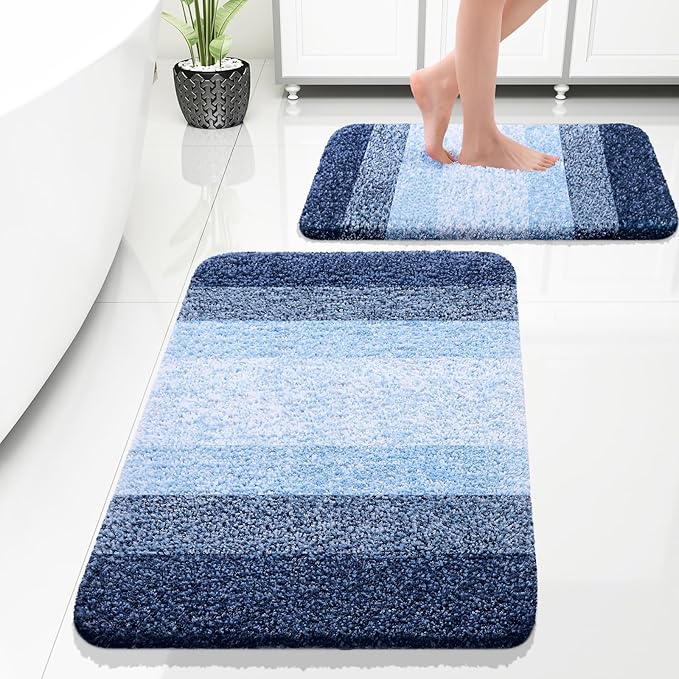 OLANLY Bathroom Rug Set 2 Piece, Soft Absorbent Microfiber Bath Rug Set by OLANLY