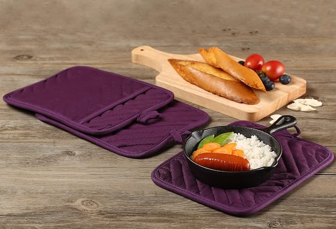 Cotton Pocket Pot Holders Machine Washable Heat Resistant Hot Pads - Image 4