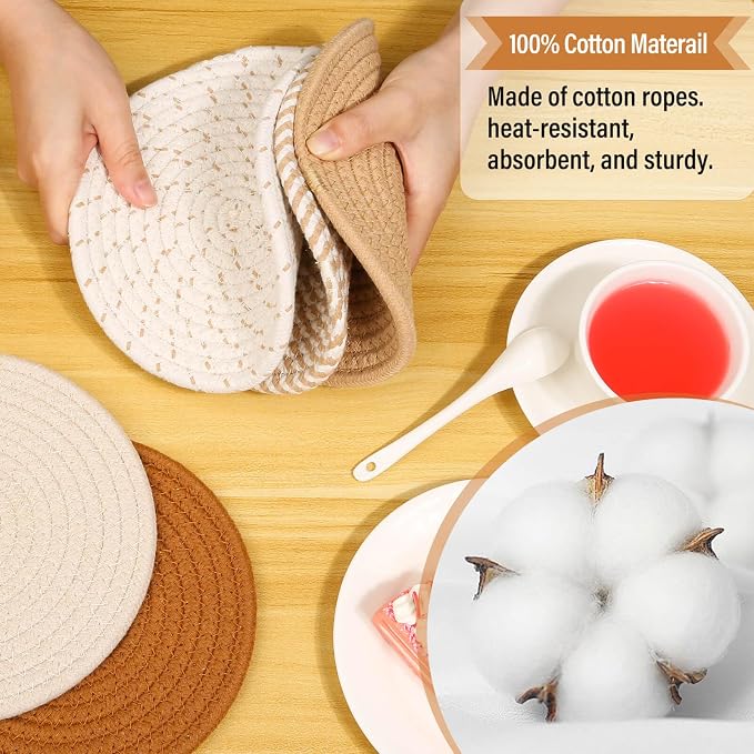 Trivet Mats Set for Hot Dishes, 5 Heat Resistant Pot Holders for Kitchen - Image 3